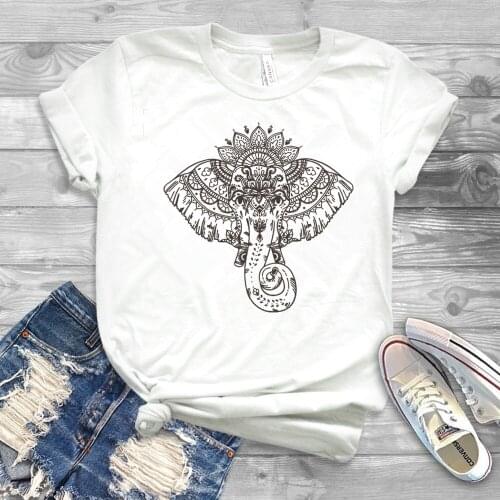2020 Boho Elephant Shirt Mandala Elephant Graphic T-Shirt Cool Animal Shirt Bohemian Syle Tees
