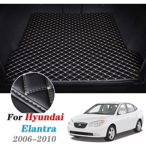 Leather Car Trunk Mats for Hyundai Elantra HD 2006-2010 Avante Rear Cargo Liner Boot Tray Pad Auto Carpet Floor Mat 2008