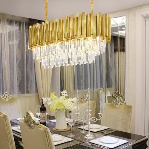 Light luxury postmodern crystal chandeliers simple model room Nordic American luxury villa restaurant living room chandelier LED