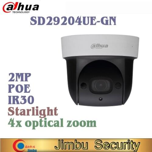 Dahua Mini PTZ camera 2MP 1080P IP camera SD29204UE-GN 2MP 4x Starlight IR PTZ Network Camera PoE IR30M