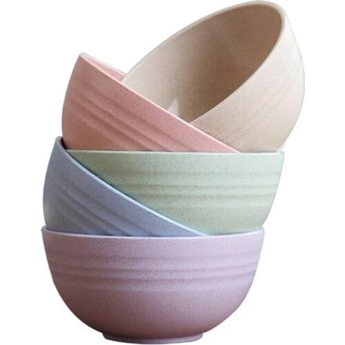 Wheat Bowl DinnerCute Rice Bowl Portable Fruit Plate Bowl Tableware Healthy Soup Bowl BPA Free Kitchen Container For Food
