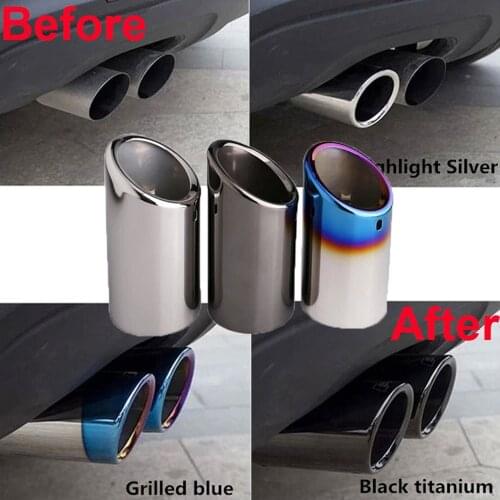 1/2Pcs Auto Car Exhaust Muffler Tip Pipes Covers fit for VW Tiguan Passat B7 CC Audi A3 8P A4 B8 Q5 A1 2009-2015 Car Accessories