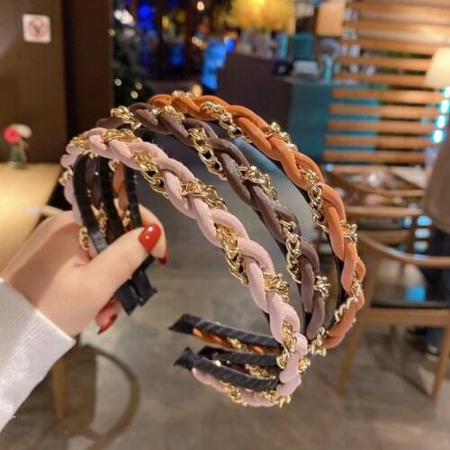 MueRaa 2021 Weave Alloy Fashion Chic Women Girls Bezel Hairband Headband Hair Accessories Luxury Korean Style Headwear For Woman