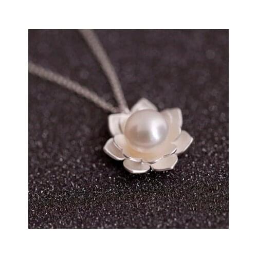 925 Sterling Silver Flower shell pearl Necklaces & Pendants For Women Fashion Lady Festival Gift Sterling-silver-jewelry
