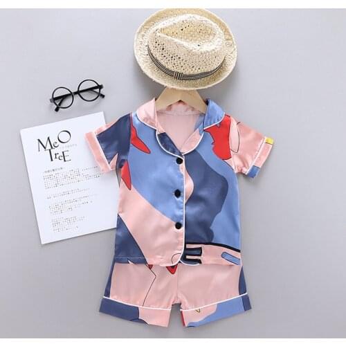 Newborn Baby girl boy Pajamas clothes Toddler Sleepwears suits short sleeve printed top+short set children clothing for girls CM