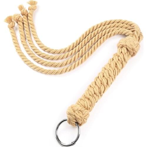 Crafts Rope Bull Whip Cow Hide Horsewhip for Horse Training Crop Whip Detachable Metal Ring
