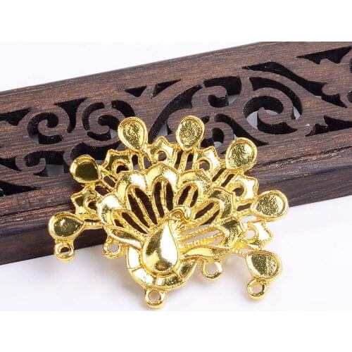 10pcs 36x43mm Metal Alloy KC Gold Silver Plated Peacock Pendant Connector DIY Accessories For Jewelry Making
