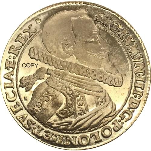 Poland 1641 Gold Zygmunt III Waza Bydgoszcz 1641 Brass Copy Gold Coin