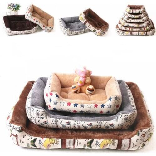 Pet Bed Warm Linen Cat House For Small Medium Large Dog Soft Washable Puppy Cotton Kennel Wash