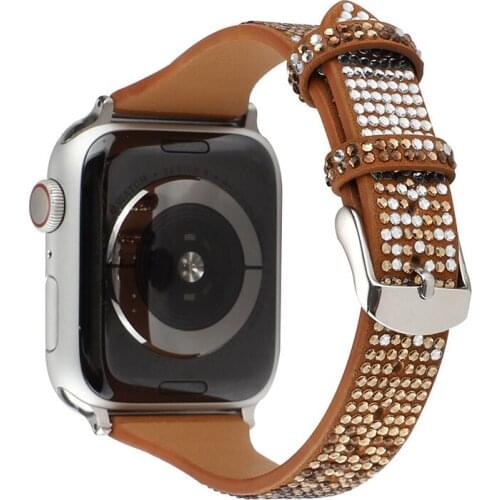 Shiny Genuine Leather Strap for Apple Watch Band 44mm 42mm 40mm 38mm Bracelet iWatch Series 6 5 4 3 2 1 SE Wristband Replacement