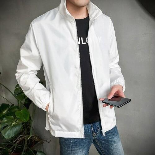 S-7XL Plus Size Mens Stand Collar Zipper Casual Baseball Jacket Solid Thin Coat B26