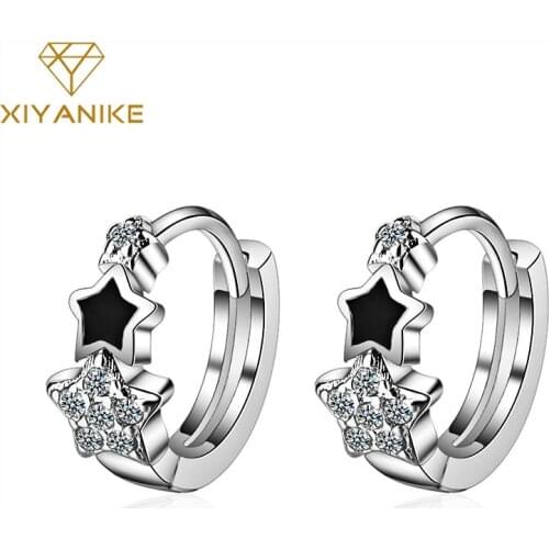 XIYANIKE 925 Sterling Silver Prevent Allergy Handmade Earrings for Women Trendy Elegant Star Geometric Crystal Jewelry Gifts