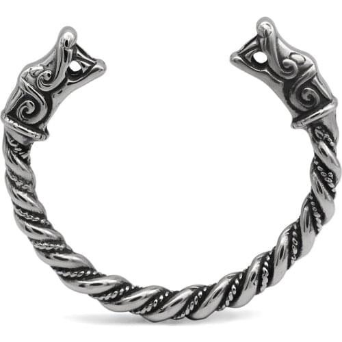 Viking wolf Bangle for men stainless steel bracelet nordic jewelry gift for men
