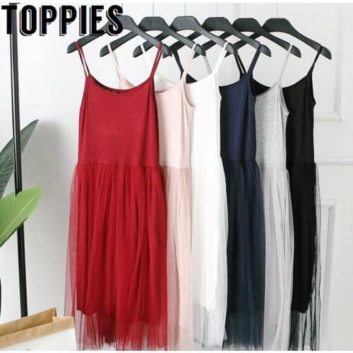 Toppies Women Summer Spaghetti Mesh Dress Sleeveless Comfy Modal Princess Dress Sundress for Women