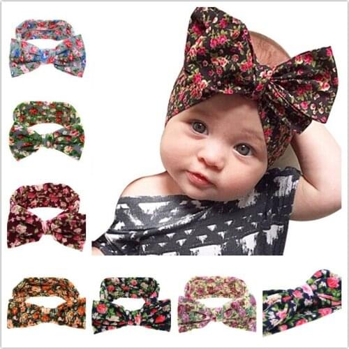 Naturalwell Baby Girls big Bow Knot Elasticity Headband Cotton Children Girls Elastic Hair Band Hair Accessories 1pc HB508