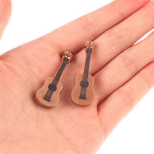 1Pc Mini Guitar Flatback Cabochon Charm DIY Craft Accessory Doll House Home Garden Decoration Accessories