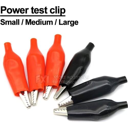 10PCS 45MM Alligator Clip Crocodile Electrical Clamp Testing Probe Meter Black Red with Plastic Boot Power test clip