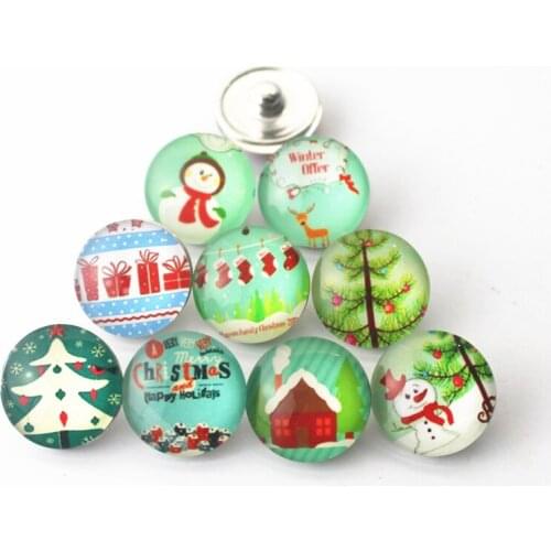 12pcs/lot glass Christmas snap buttons snowman 18mm leather clasp snap button Bangles snap bracelet jewelry