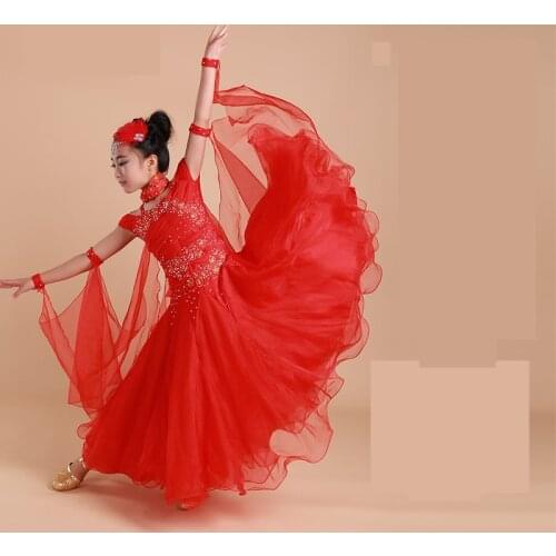 2019 Children Standard Ballroom Dance Competition Dresses Waltz/Tango Dresses Kids For Sale Girls Jazz Dance Costumes