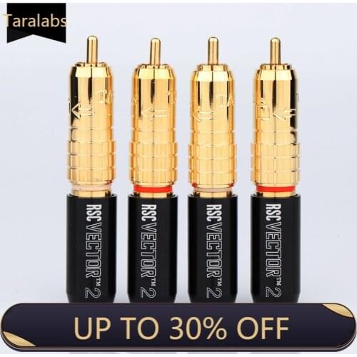 4x R1758Taralabs RSC Vector-2 Gold Plated RCA Connector Plug For Signal Audio Interconnect Cable