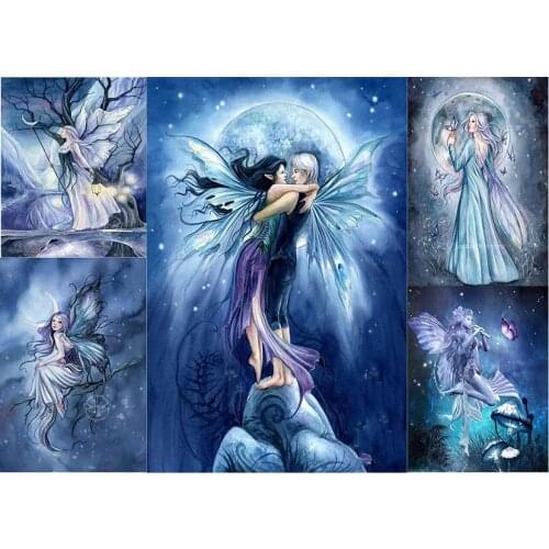 5D DIY Full Round Diamond Painting Butterfly Angel Cross Stitch 3D Embroidery Rhinestone Mosaic Home Decor Wall Sticker Y1775