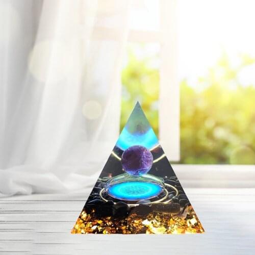 Amethyst Crystal Pyramid Decoration Gemstone Ornaments Figurine,Positive Energy,Living Room Home Desk Decor