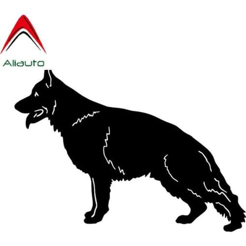 Aliauto Personality Car Stickers German Shepherd Dog Vinyl Anti-UV Decal Automobile Styling Accessories Black/Silver,17cm*12cm
