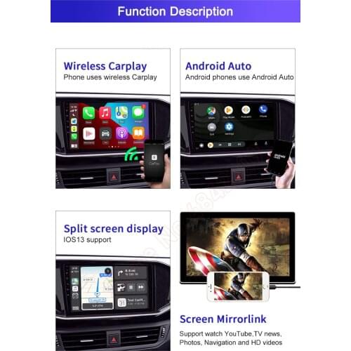 Wireless CarPlay Android Interface to USB Dongle Adapter Activator Decoder Box For BMW Benz Audi Toyota Volkswagen Ford Honda
