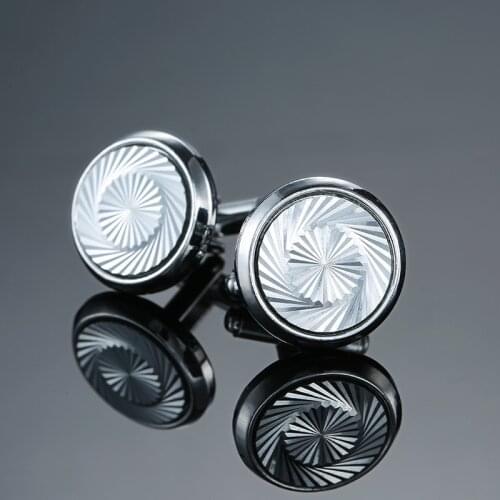 C-MAN Fashion mens shirts Cufflinks laser carved metal Cufflinks French business suit shirt accessories