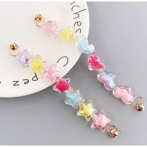 Colorful Plated Five-pointed Star Chain Mobile Phone Case Pendant Acrylic Phone Chain Lanyard Love Bracelet Diy Jewelry Gift