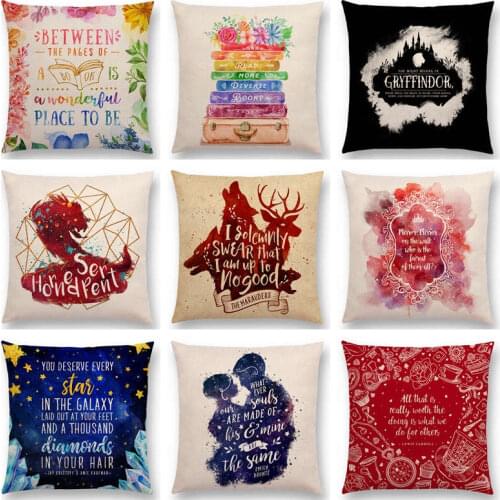 Magical Animals Horned Serpent Reading Books Love Dream Decorative Letters Fantasy Cushion Cover Sofa Throw Pillow Case