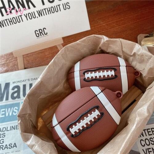 For Airpods Pro Headphone Case 3D Rugby American Football Covers for Apple Airpod 1 2 3 Soft Silicone Protective Cover with Hook