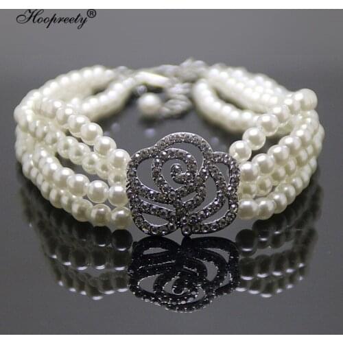 Four Rows Pearls Design Pet Dog Collar Delicate Necklace For Dogs Cats Rose Flower Rhinestone Jewellery Wedding Accessories 10A