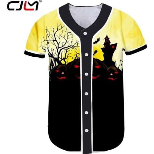 CJLM Halloween Horrible Red Eye Pumpkin Man Baseball Shirt 3D Printed Mens Best Selling Interesting Tshirt Free Shipping