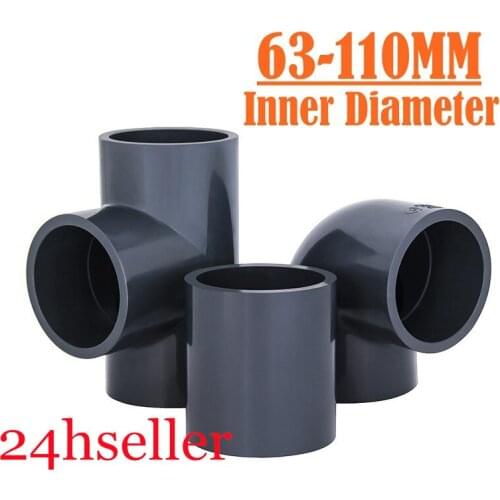 PVC Water Supply Pipe Fitting Tee Straight 90 Degree Elbow Equal Connector Inner Diameter 63-110mm UPVC Joint Irrigation Adapter