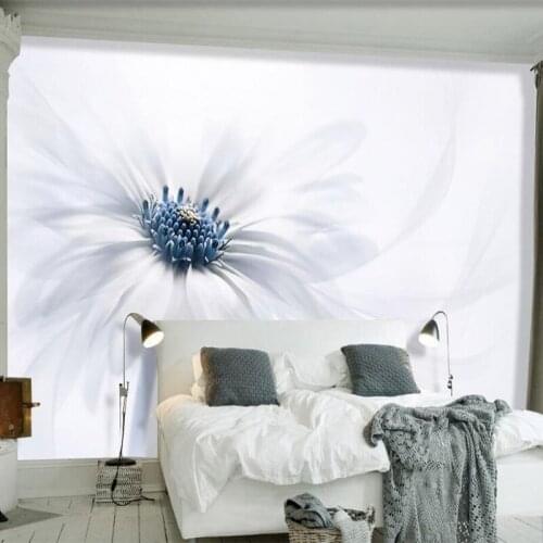Photo Wallpaper Modern Fashion Simple Nordic White Flowers Mural Living Room TV Sofa Bedroom Background Wall Waterproof Sticker