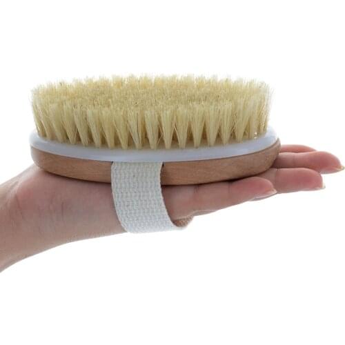 Hot Sale Wooden Bath Shower Bristle Brush SPA Dry Skin Body Brush Natural Bristle Brushes Soft Handle Pouch SPA Brush