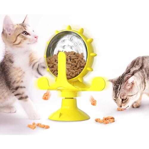 New Cat Dog Leaking Food Toys Interactive Windmill Spinning Toy for Small Dogs Funny Rotating Turntable Slow Feeder Pet Supply