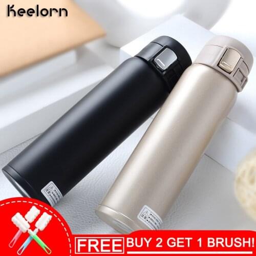 Keelorn 320ML 420ML Stainless Steel 304 Vacuum Flasks Thermos Bounce Cover Creative Portable Stainless Steel Thermal Vacuum Cup