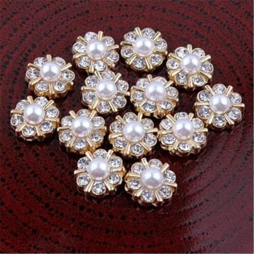 10 / PCS Classic Pearl Rhinestone small flower diamond alloy diamond buckle manual DIY hair ornament flower plate ornament