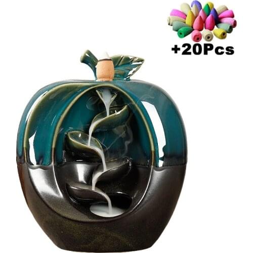 Creative Gift Apple Pear Shaped Backflow Incense Burner Waterfall Aromatherapy Furnace Censer Incense Holder Home Decor