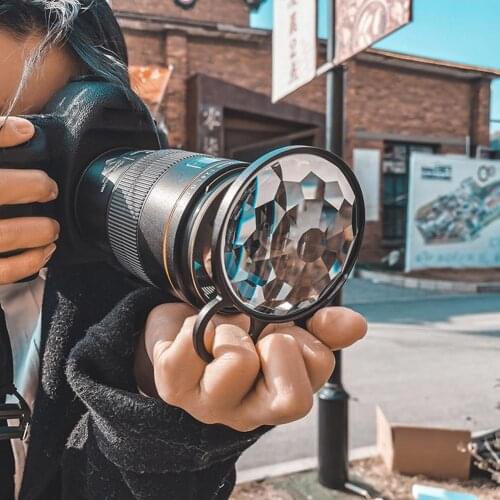 Creative Handheld Camera Filter Lens Repeat Refraction Glass Prism 72mm Fun Kaleidoscope Filter Props Photography Accessories