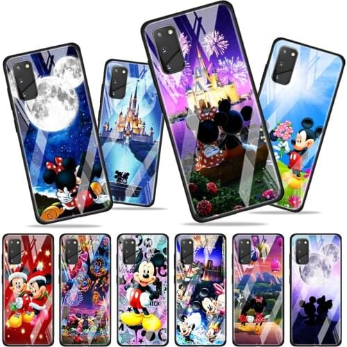 Mickey Minnie cute for Samsung Galaxy S20 FE Ultra Note 20 S10 Lite S9 S8 Plus Luxury Tempered Glass Phone Case Cover