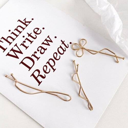 Fashion Woman Bow Hair Clip Metal Geometric Mini Hairpins Alloy Geometry Hairgrip Barrette Girls Headwear Hair Accessories