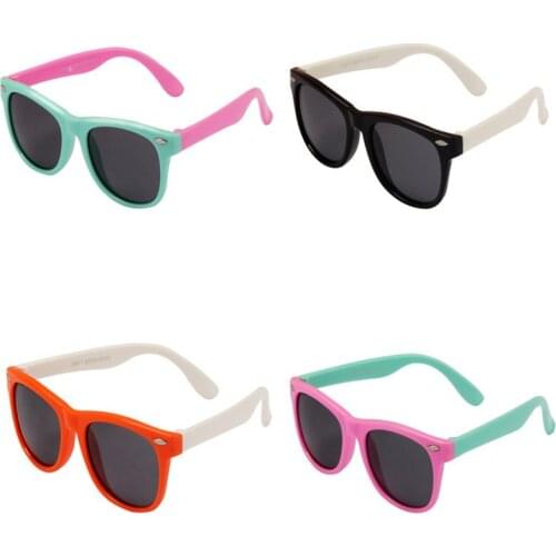 NewTR90 fashion boys and girls polarized sunglasses UV400 square silicone kids glasses brand design safety soft sunglasses