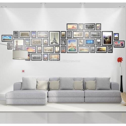 MOLBAB Extra Large Wood Photo Frames Gallery Wall 41PCS/Set Modern Style Flat Border Wooden Picture Frame With Mounts Home Decor