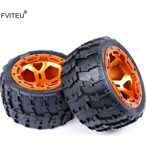 FVITEU CNC Metal Wheels Tires Set For 1/5 FG Rovan BM Monster Truck RC Car
