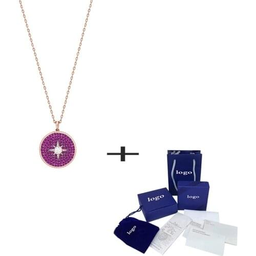 New LOCKET Pendant Shiny Pink Box Crystal Ladies Necklace For Girlfriends Best Romantic Engagement Gift