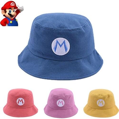 Super Mario Anime Cartoon New 2021 Bucket Hats Boys Girls Panama Hat Summer Sunbonnet Fedoras Outdoor Fisherman Hat Elastic Band