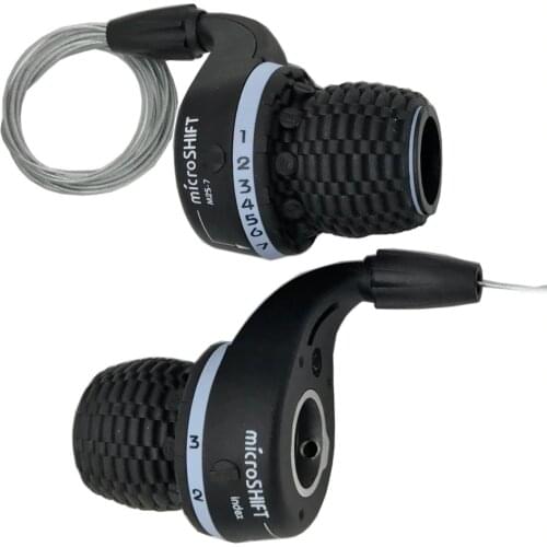 Microshift Twist MTB Cycling Bike Left & Right Twist Grip Gear Shifters 3X7 Speeds Trip DIP Compatible for Shimano Shifters